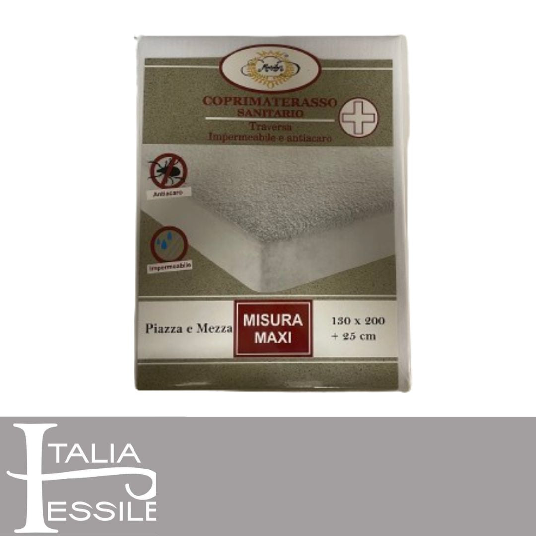 COPRIMATERASSO 1P E 1/2 IMPERMIABILE ANTIACARO MISURE
130*200 +25CM - Italiatessile