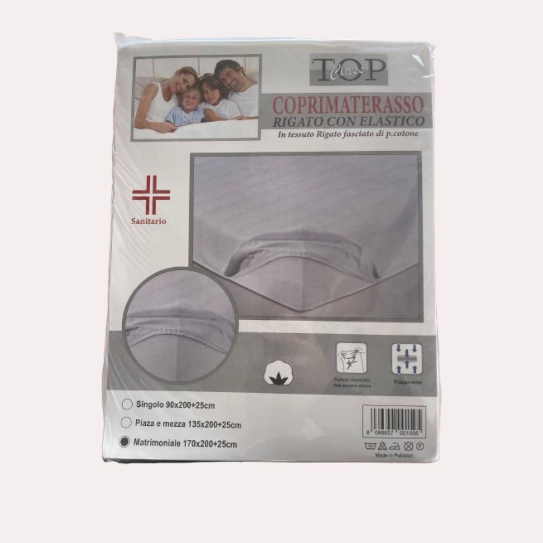 COPRI MATERASSO MATRIMONIALE RIGATO CON ELASTICO - Italiatessile